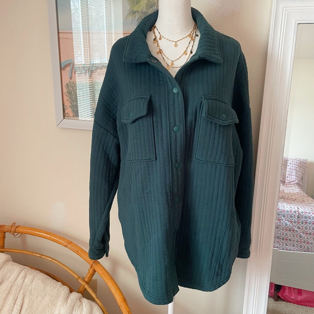 Aerie Dark Green Quilted shacket